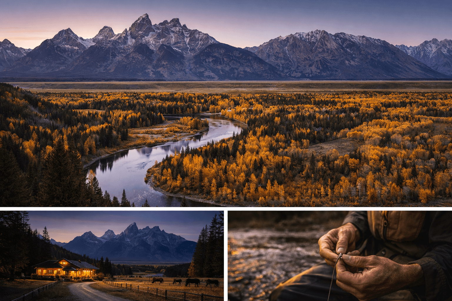 The ranch setting at golden hour